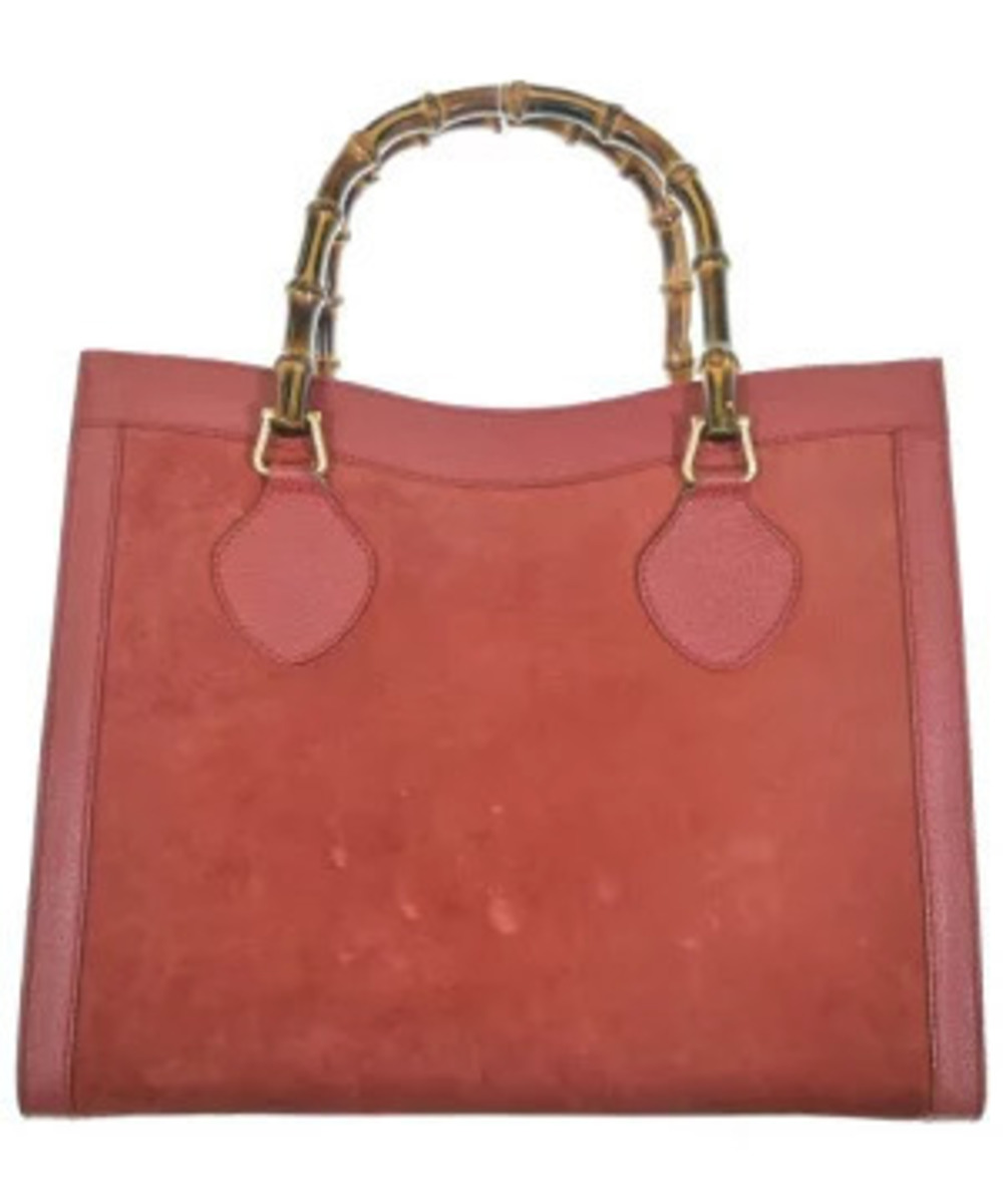 Gucci Diana tote handbag red suede body iconic bamboo Red